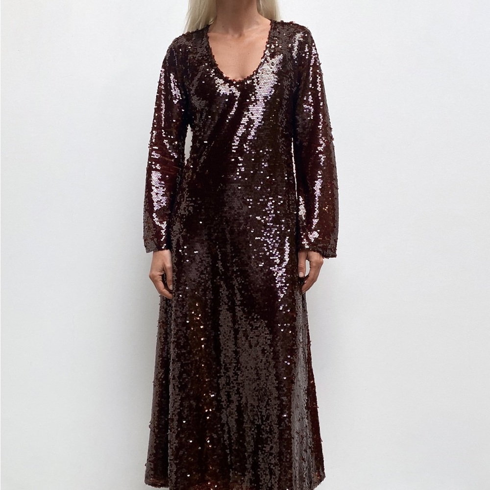 New Zara Sequin Maroon Dress Limited Edition 2731/347 Small